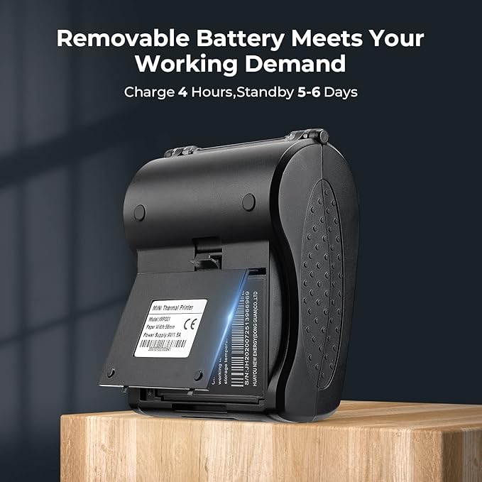 MUNBYN Bluetooth Receipt Printer, 58mm Mini Wireless POS Thermal Printer for Restaurant, Portable for Android/Windows