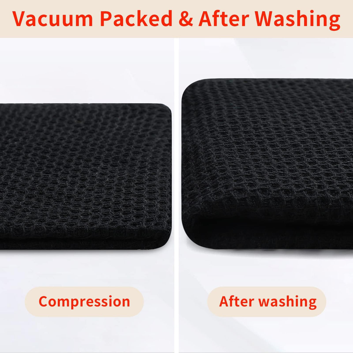 Homaxy 100% Cotton Waffle Weave Kitchen Dish Towels 18-Pack, Black