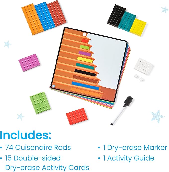 hand2mind Cuisenaire Rods: Early Math Activity Set – Teaching Fraction Bars, Montessori Math Manipulatives, Math Teacher Must Haves Elementary, Kindergarten Homeschool Supplies