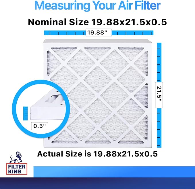 Filter King 19.88x21.5x0.5 Air Filter | 4-PACK | MERV 8 HVAC Pleated A/C