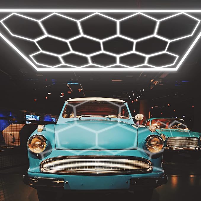 LED Hexagon Garage Light - Super Bright 108000LM Car Detailing Shop LED Garage Lights Hexagon Lighting System for Home Gym Workshop Basement Warehouse