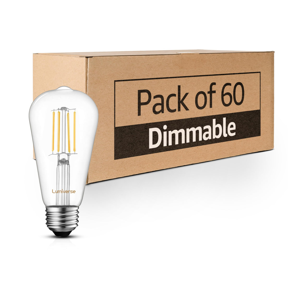 ST19 Dimmable LED Edison Bulb, 5.5W (60W Equivalent) 500LM CRI 95+, 4000K Cool White, E26 Medium Base Vintage Filament, Clear Glass, Standard Type A Lamp for Kitchen, Bathroom, Bedroom, 6 Pack