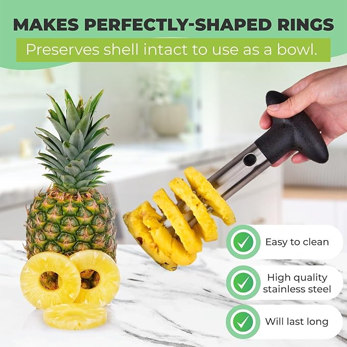 Fruit Prep Tool Set – Pineapple Corer & Slicer + Apple Cutter & Corer + 3-in-1 Avocado Tool | Stainless Steel Kit for Easy Fruit Cutting, Peeling & Saving