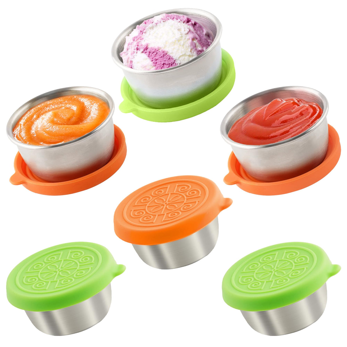 6x1.6 Oz Salad Dressing Containers With Lids, Small Leakproof Reusable Stainless Steel Salad Dressing Container To Go For Lunch Boxes,Sauce containers, Picnics,Travel Meal Prep And Kitchen Storage.