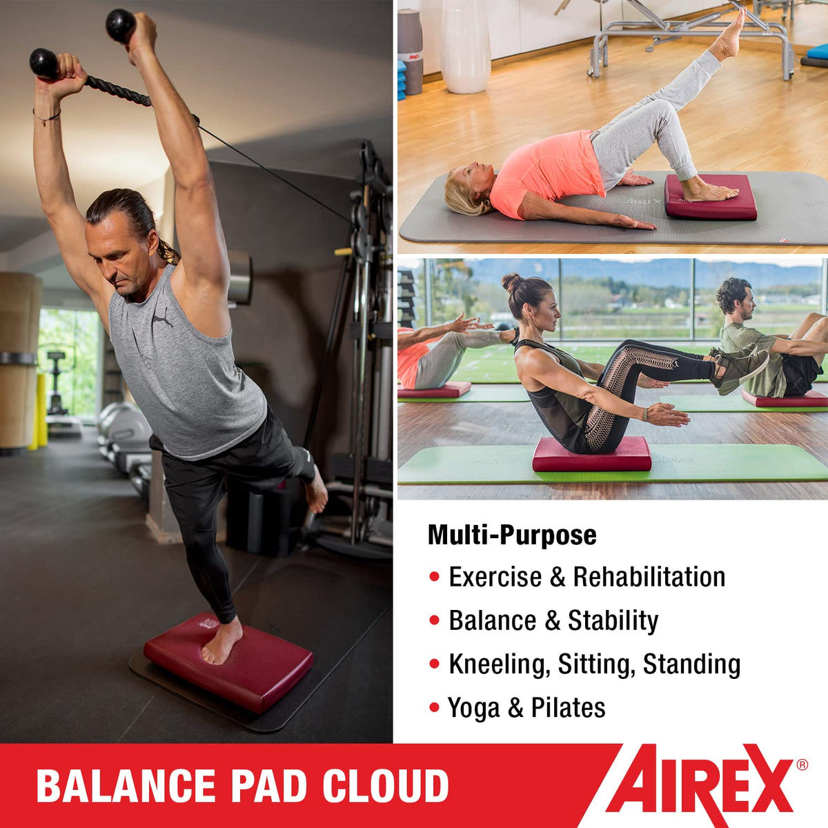 AIREX Balance Pad Cloud – Stability Trainer for Balance, Stretching, Physical Therapy, Exercise, Mobility, Rehabilitation and Core Training Non-Slip Closed Cell Foam Premium Balance Pad