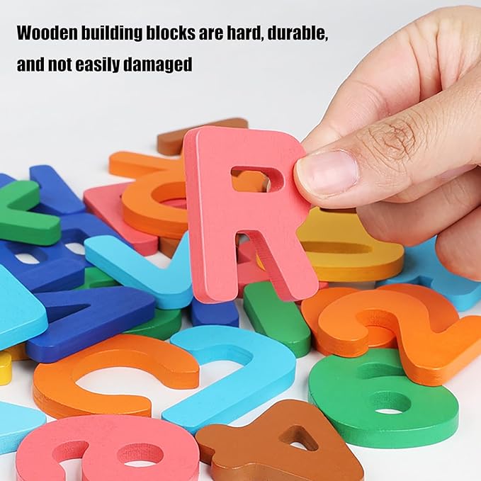 Alphabet Flash Cards, Numbers and Alphabets Flash Cards Set, Wooden Letters Number Blocks Sight Words Matching Game Toddler Preschool Learning Activities Toys for Preschool Kids Age 4 Year Over