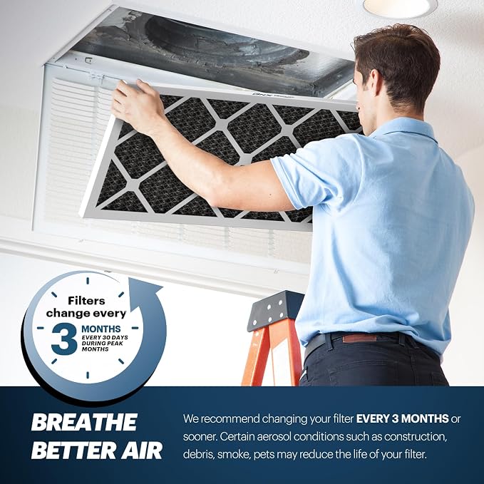 BNX TruFilter 20x25x1 MERV 12 Odor Defense AC Furnace Air Filter
