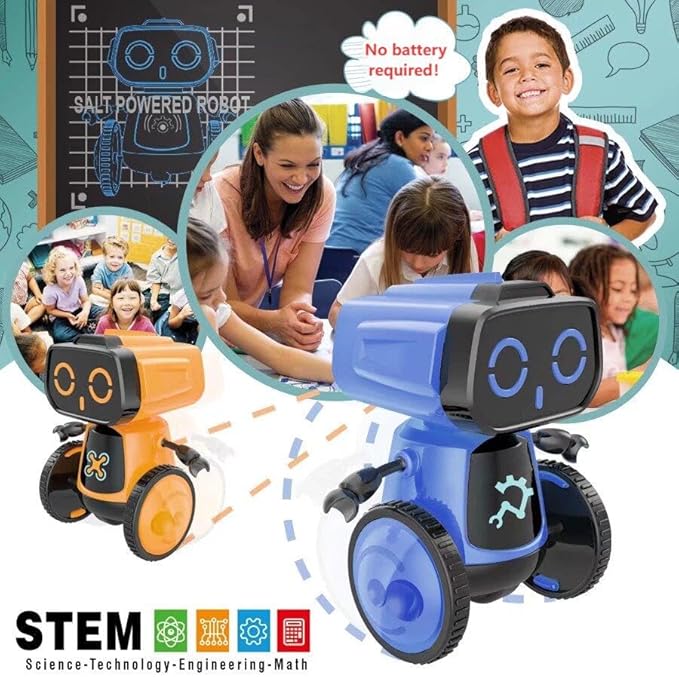 Science Saltwater-Powered Robot Kit, DIY STEM Gift Toys, No Batteries Required, Scientific Experiments, Creative Toy, Environmental Protection, for Festival & Birthday &Boys & Girls (Blue)