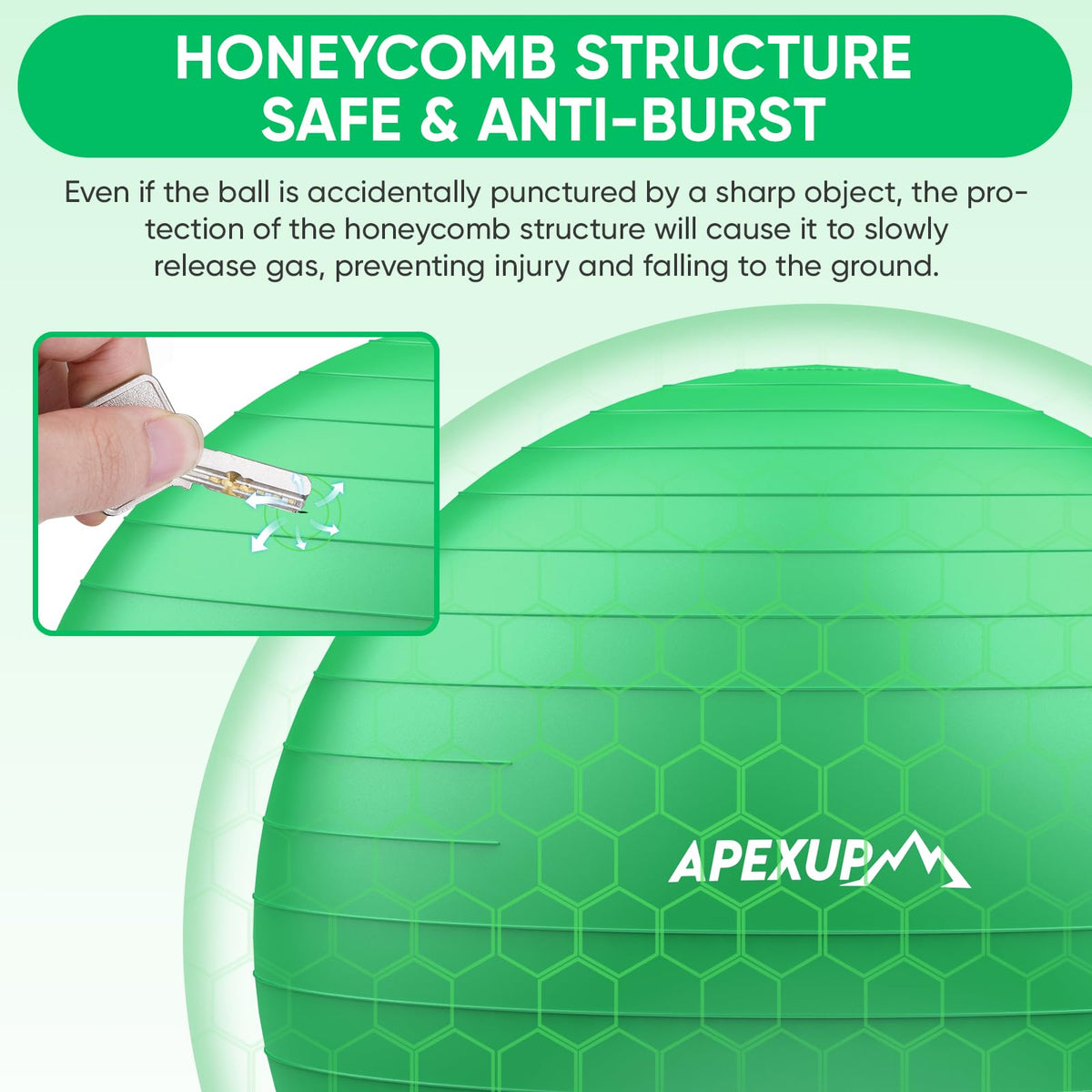 APEXUP Yoga Ball, 660 lbs Anti-Burst Exercise Ball with Pump, 5 Sizes (XXL(31"~34") 85cm, Dark Green)