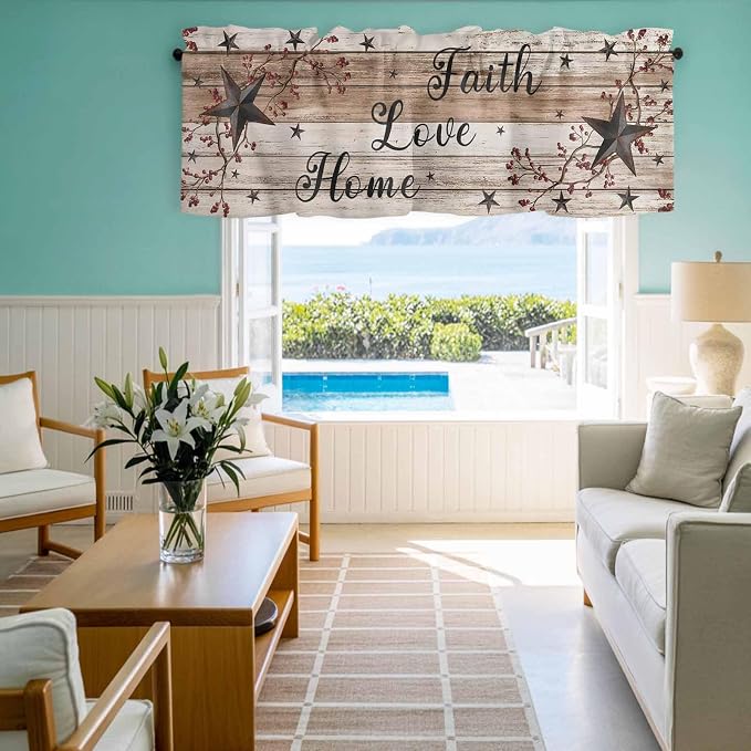Rustic Star Brown Curtain Valances