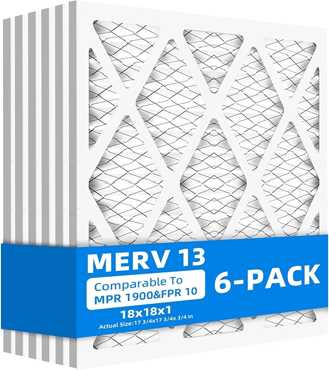 18x18x1 Furnace Air Filters, MPR 1900 & FPR 10, MERV 13 Pleated Air Filter
