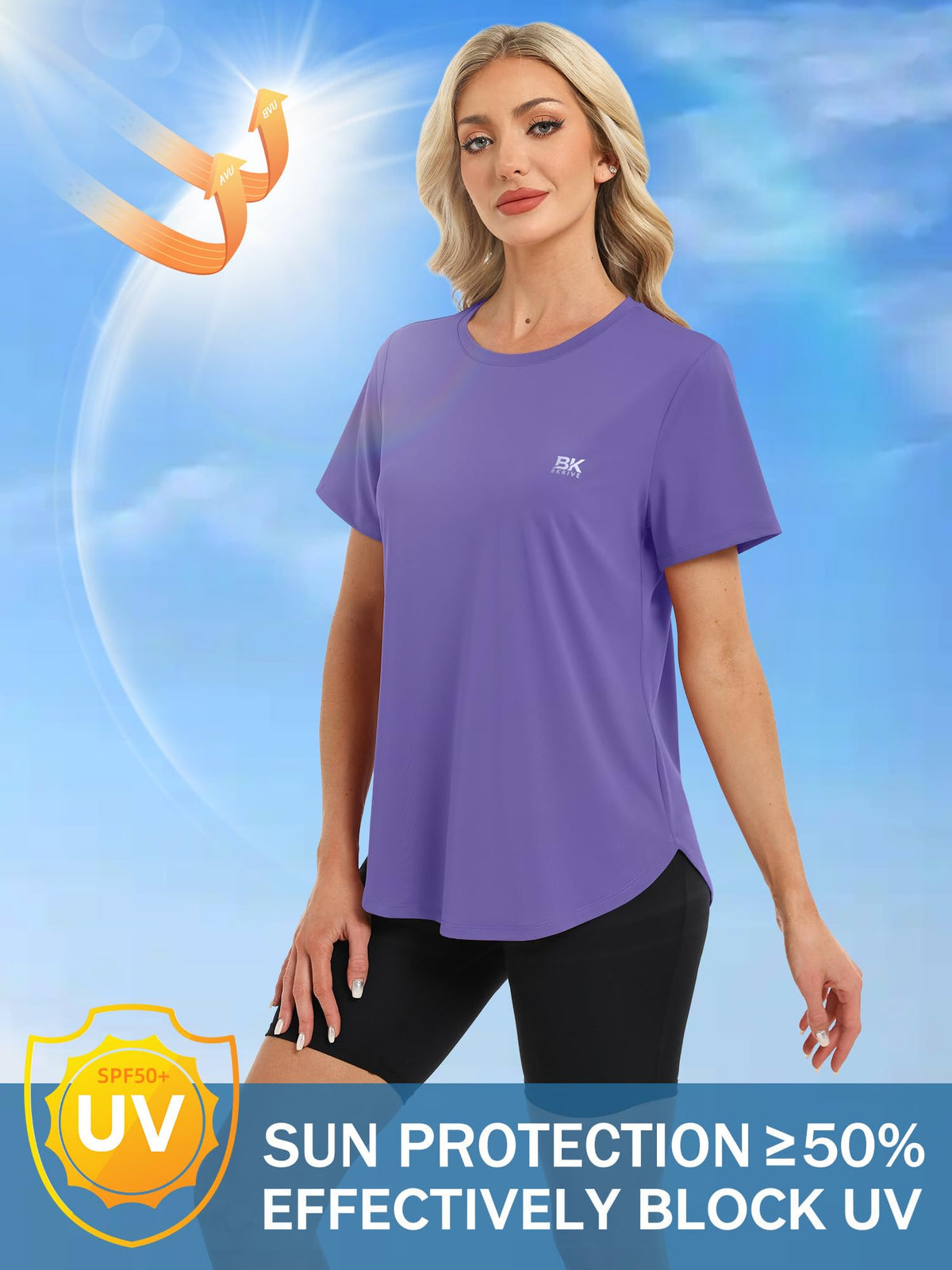 BKRIVE Workout Shirts Women Yoga Tops Loose Fit Athletic Clothes Purple-XL