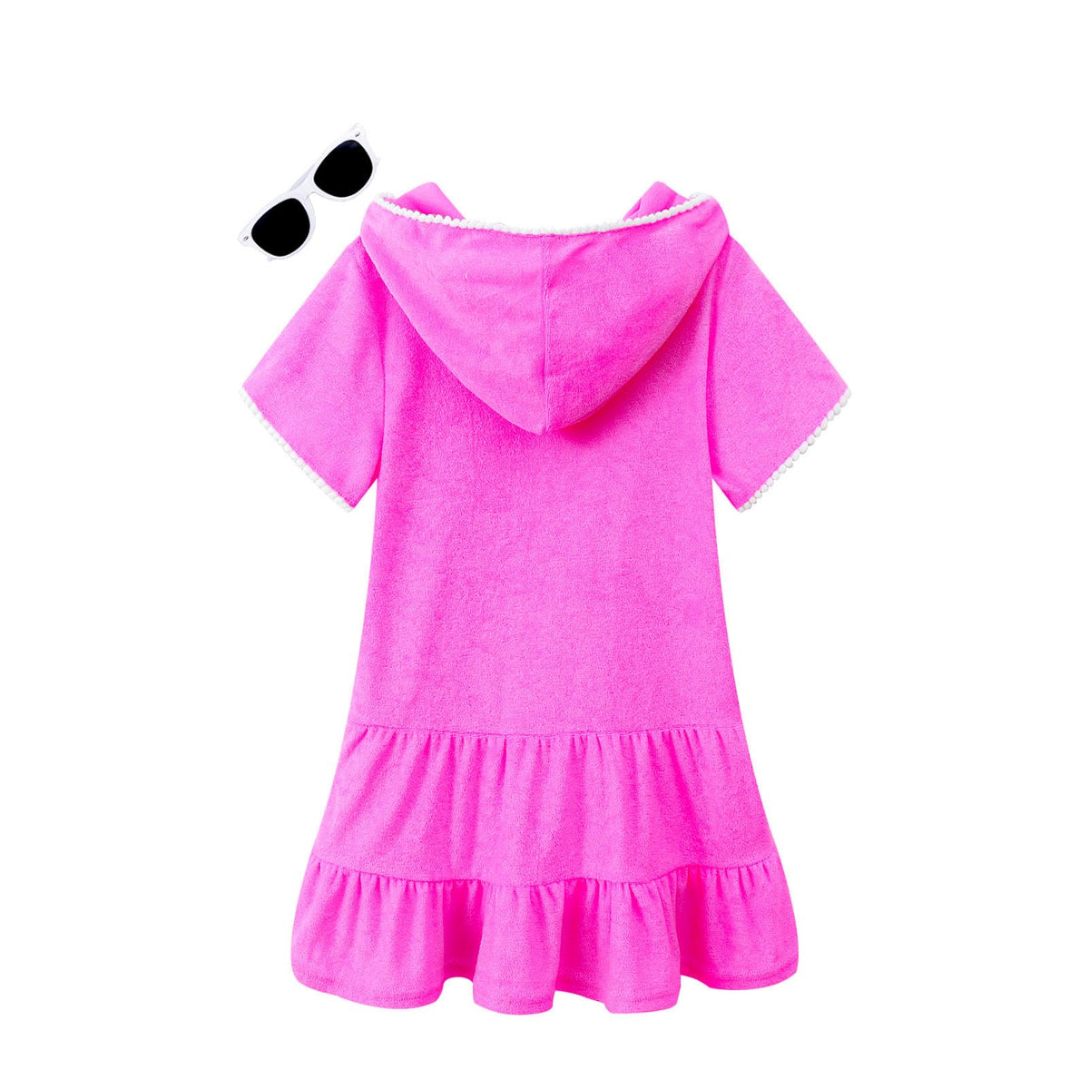 LUCKYGAL Toddler Girls Swim Cover Up Kids Swimsuit Coverup Rose Red Terry Beach Pool Clothes,2t 3t