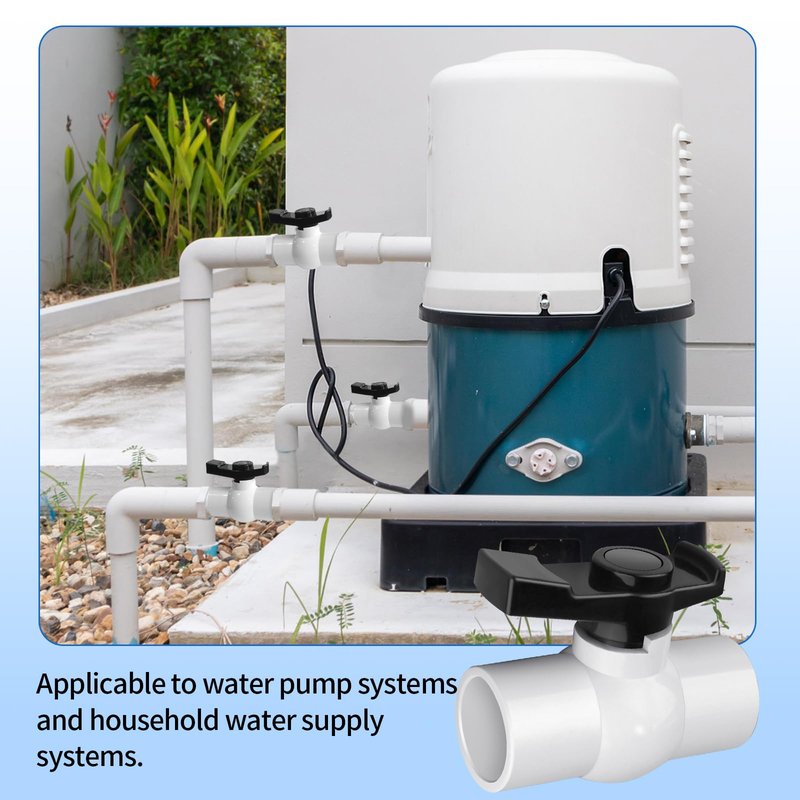 FANOVO PVC Ball Valve 1-1/2 inch, 2Pack 1.5 inch PVC Shut Off Valve with Double Socket Full Flow Port, Schedule 40 Plastic Control Valve, Using for Commercial、Swimming Pool, Irrigation System