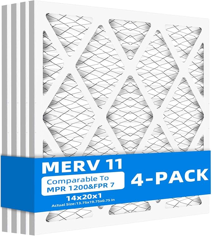 14x20x1 Furnace Air Filters, MPR 1200 & FPR 7, MERV 11 Pleated Air Filter