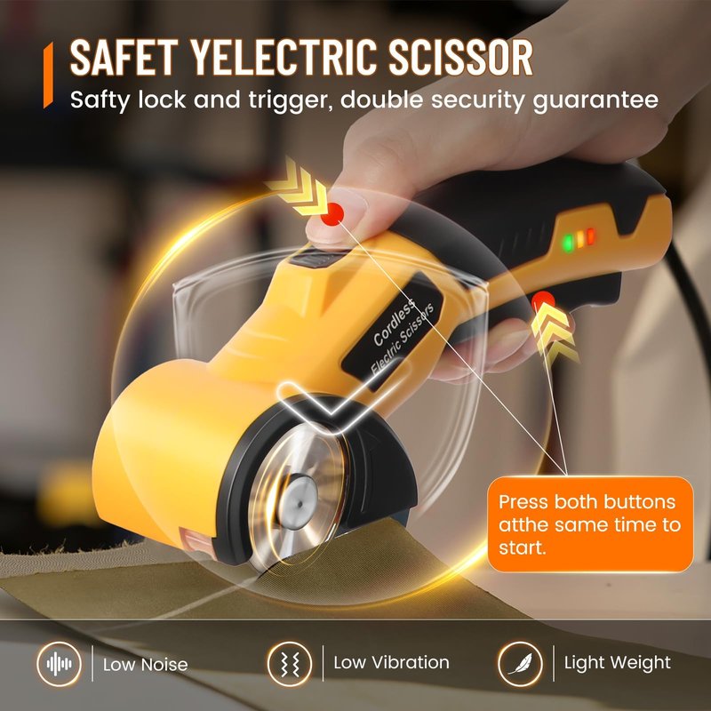 Electric Scissors, Cardboard Cutter, With LED Light, High-Efficiency Brushless Motor, 2000mAh Battery, Tungsten Steel Blade, Suitable for Cloth, Cardboard, Carpet Wire Rope Cutters Orange