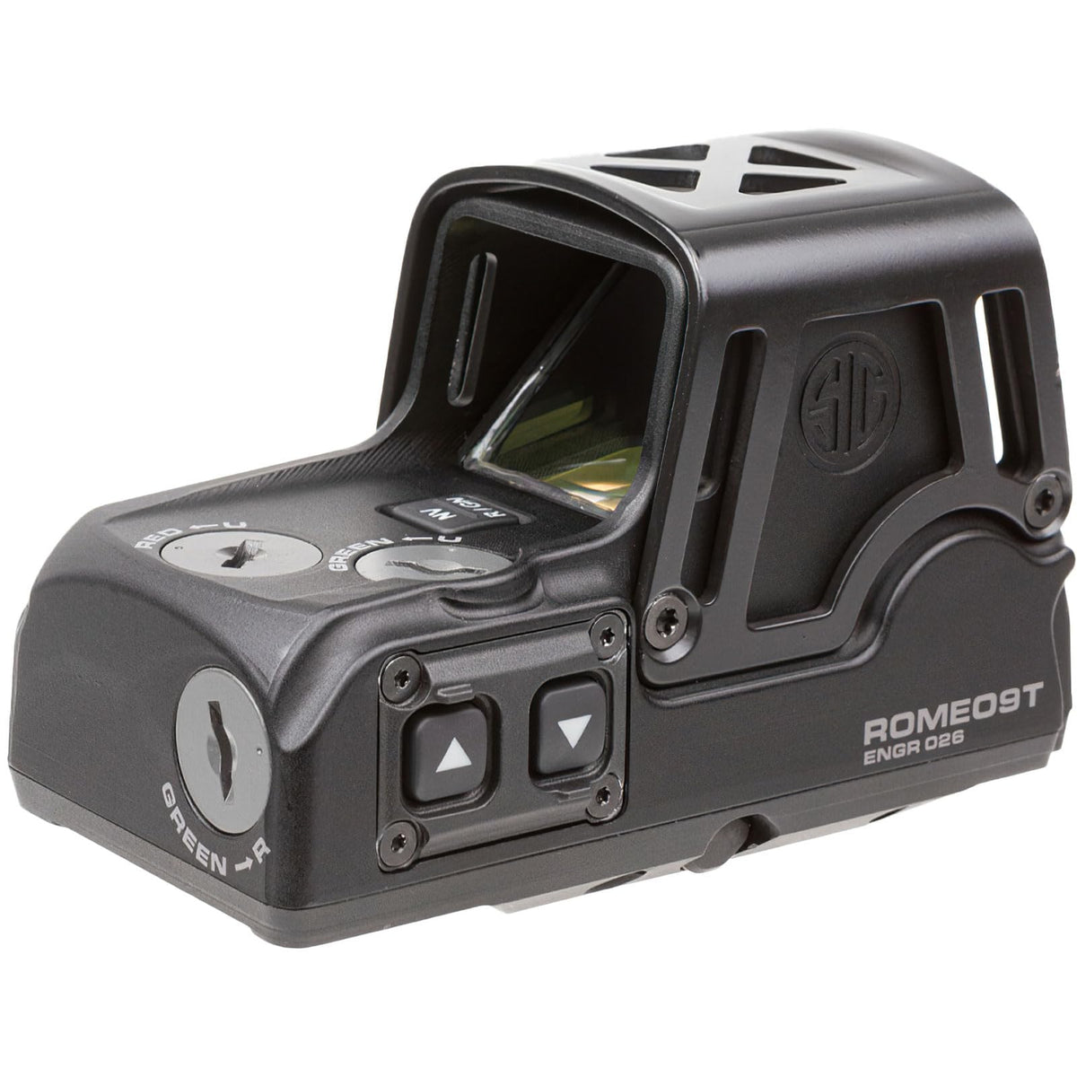 Sig Sauer ROMEO9T 1x38mm Red Dot Sight - Dual Color Reticle, Red/Green Illumination, Fogproof, Waterproof, 0.5 MOA, Black