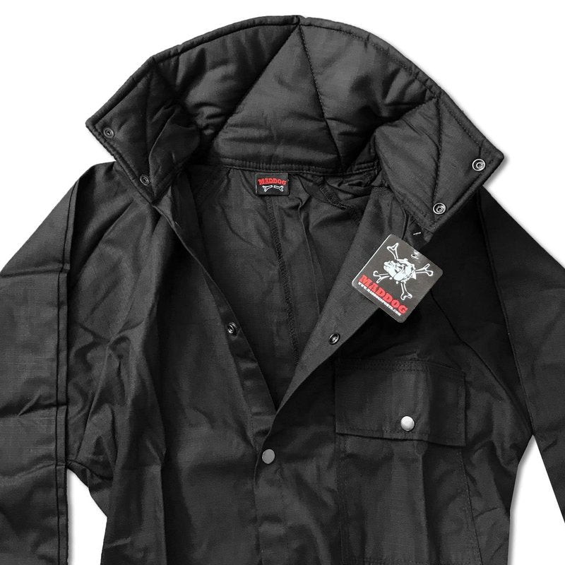 Maddog Durable Ripstop Step-In Coveralls | Full Body Paintball, Airsoft, Mechanic, Outdoor Work Protective Wear Jumpsuit - Tactical Black - Large