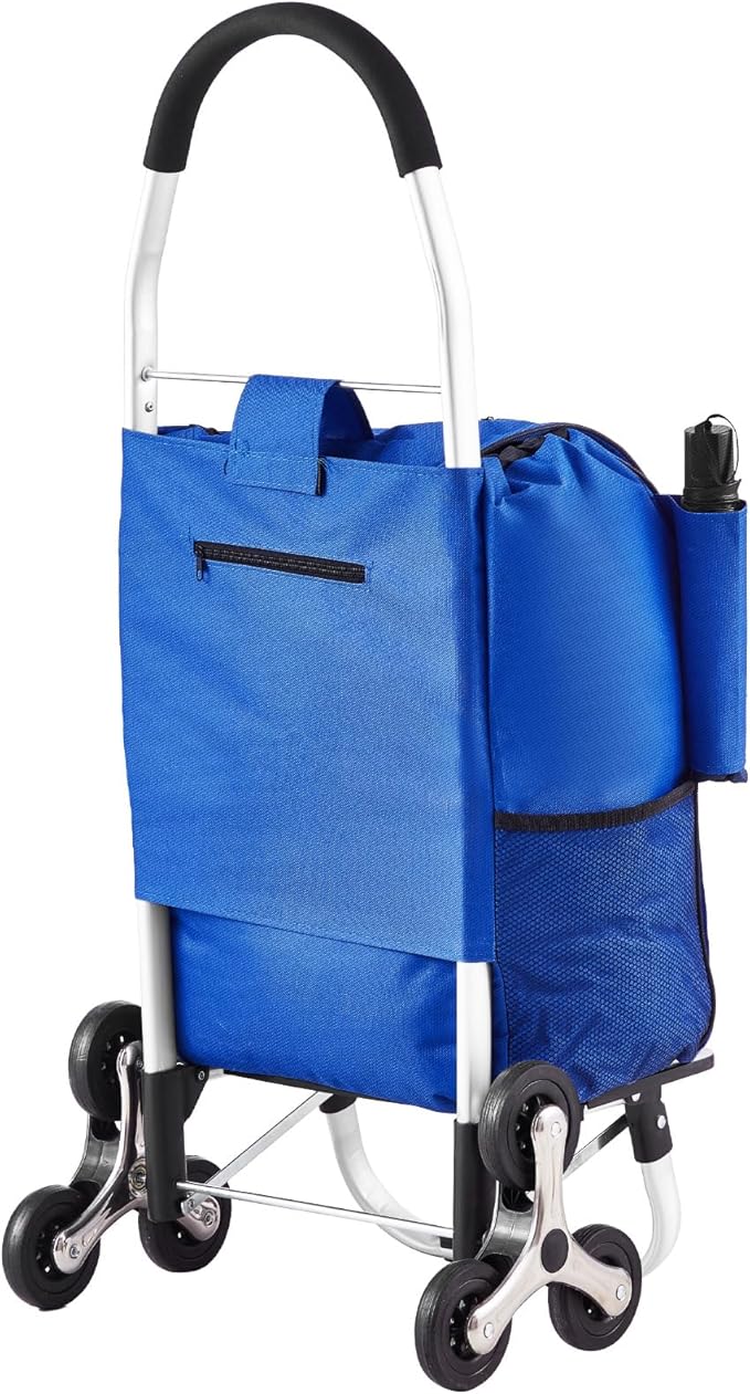 VEVOR Stair Climber Cart, 36L Capacity, Grocery Cart Laundry Stair Climbing Handcart with 6 Wheels & Oxford Cloth Bag, Foldable Stair Climber Hand Truck for Grocery Laundry Climbing