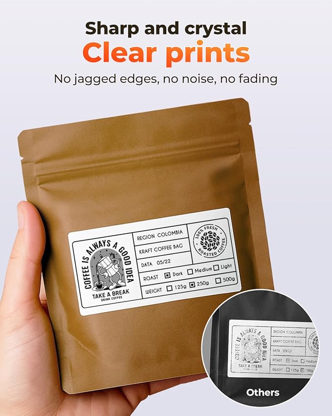 MUNBYN 4” X 2” Direct Thermal Labels, Thermal Printer Stickers, Strong Adhesive & Perforated Labels Paper for Barcode, Mailing, 500 Sheets/1 Roll，White