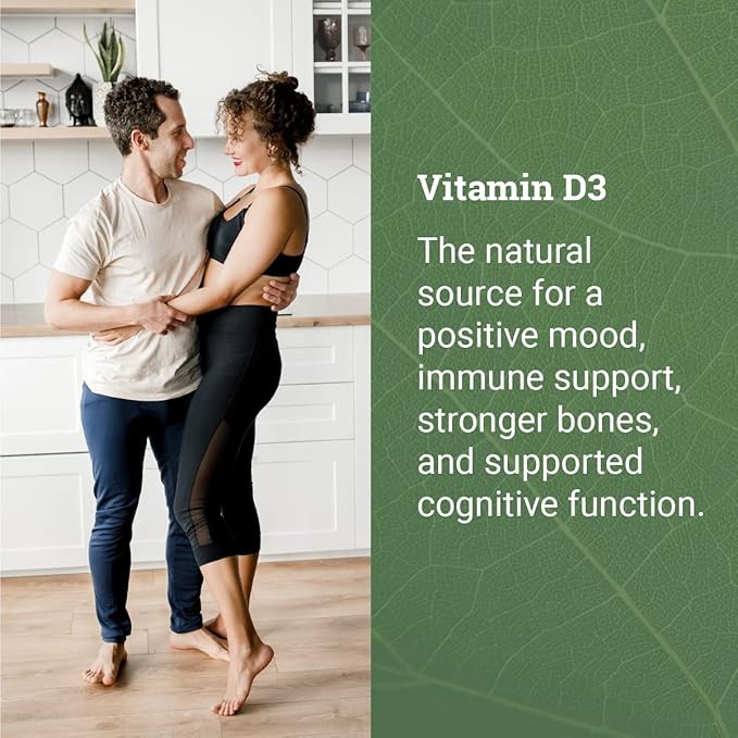 Earth Harmony Vegan Vitamin D3 5000 iu & Organic Lion's Mane 1000mg Supplement - 120 Capsules Each