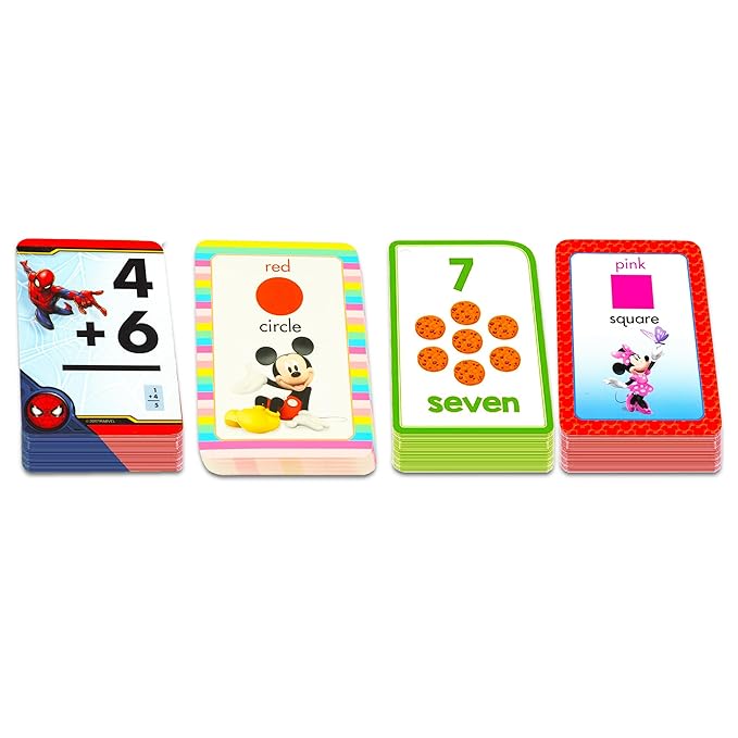 Disney Flash Cards for Toddlers 2-4 - Bundle of 4 Early Learning Decks: Colors, Shapes, Numbers and More Featuring Mickey, Minnie, and Spiderman