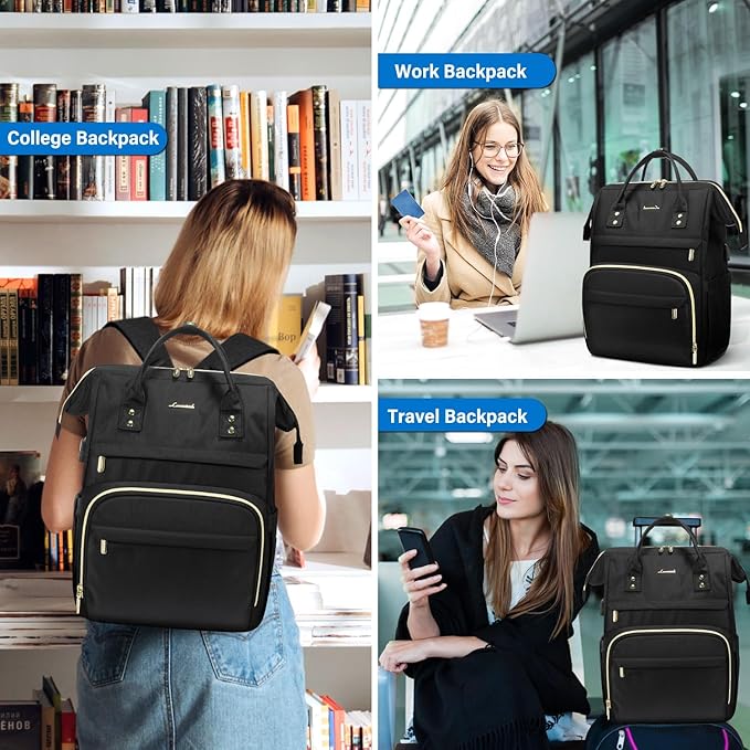 LOVEVOOK Laptop Backpack for Women with Giant Tumbler Holder Pocket, 15.6 Inch Work Daypack for Teacher Nurse, Computer College Bookbag Purse, Waterproof Travel Back Pack with USB Charging Port
