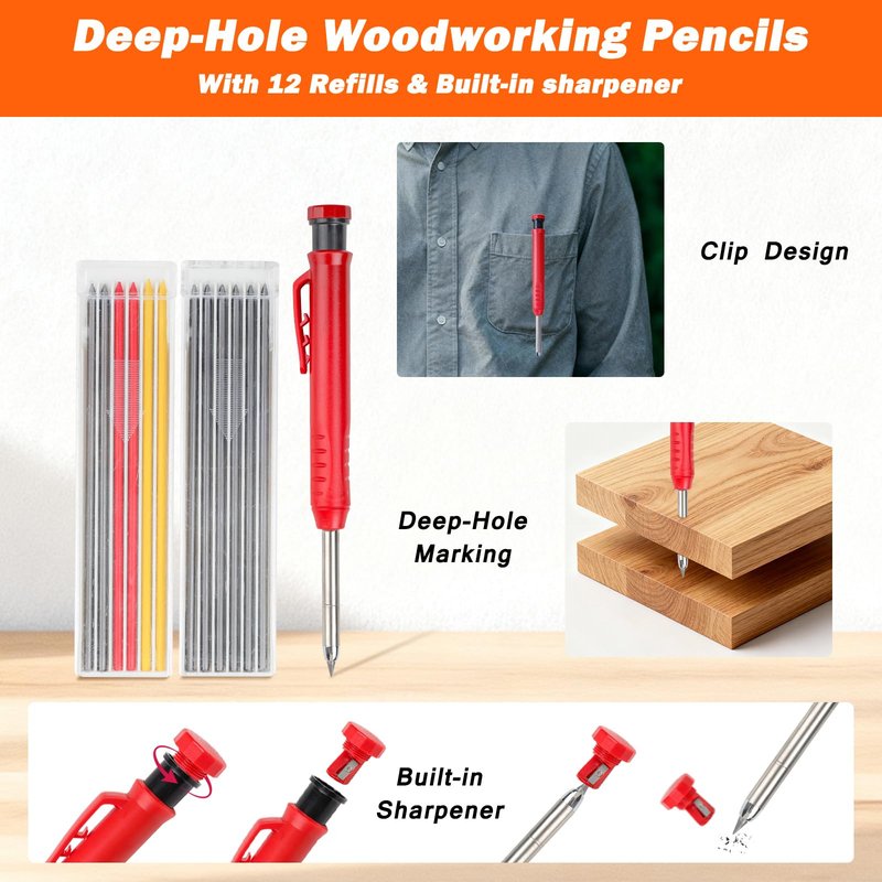 2pcs Rafter Square, 12-inch & 7-inch Carpenter Sqaure Set withWoodworking Pencil, Carpenter Measuring Layout Tool,Aluminum Alloy Triangle Ruler for Woodworking- Imperial