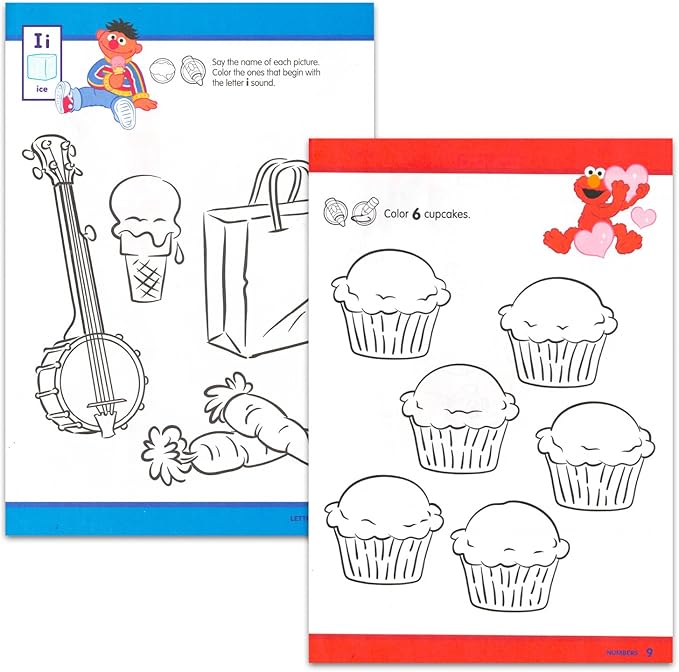 Sesame Street Educational Workbook Set for Toddlers - Bundle with 4 Preschool Work Books Teaching ABCs, Numbers, Colors, and More | Sesame Street Learning Tools