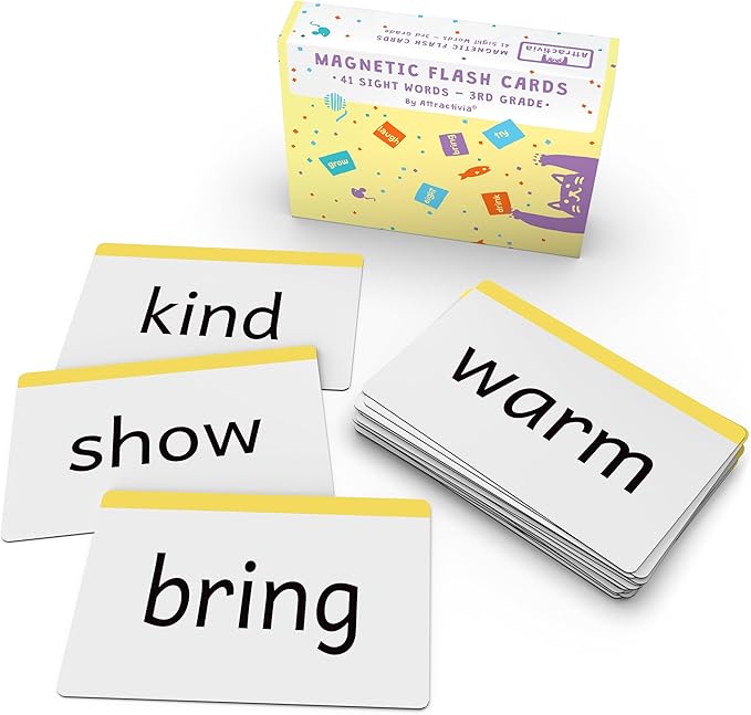 3rd Grade Sight Words Magnetic Flash Cards(Third Grade) - 41 Sturdy Large Dolch Cards for Literacy of Beginning Readers, Homeschool, Teachers and ESL