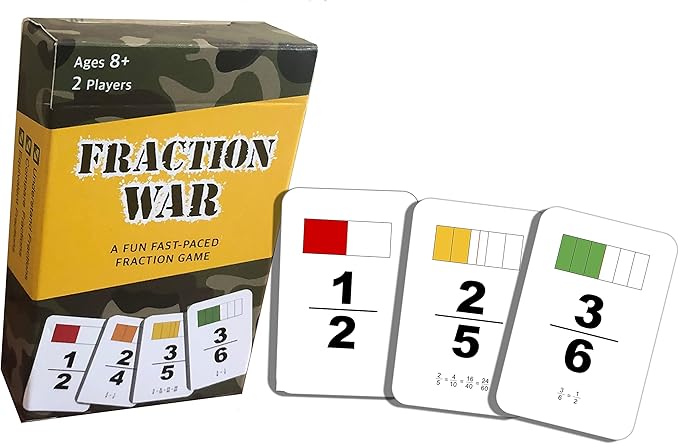 Fraction War Fun Math Game to Learn, Compare and Simplify Fractions for 2nd to 5th Grade (1 Pack) - Standard Edition