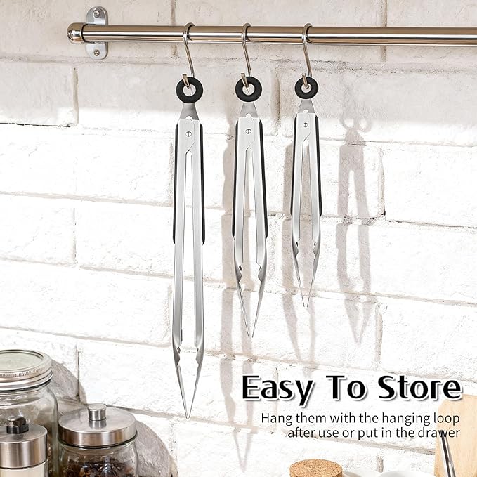 IANFAN 12 Pcs Stainless Steel Kitchen Tongs, 7/9/12 Inches