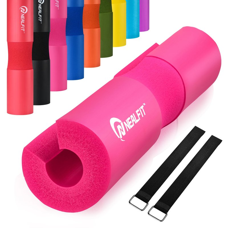 NEALFIT Barbell Pad Squat Pad for Squats—Squat Bar Pad—Great for Weightlifting,Lunges and Hip Thrusts—Foam Sponge Pad—Fit Standard and Olympic Bars Perfectly (Pink)