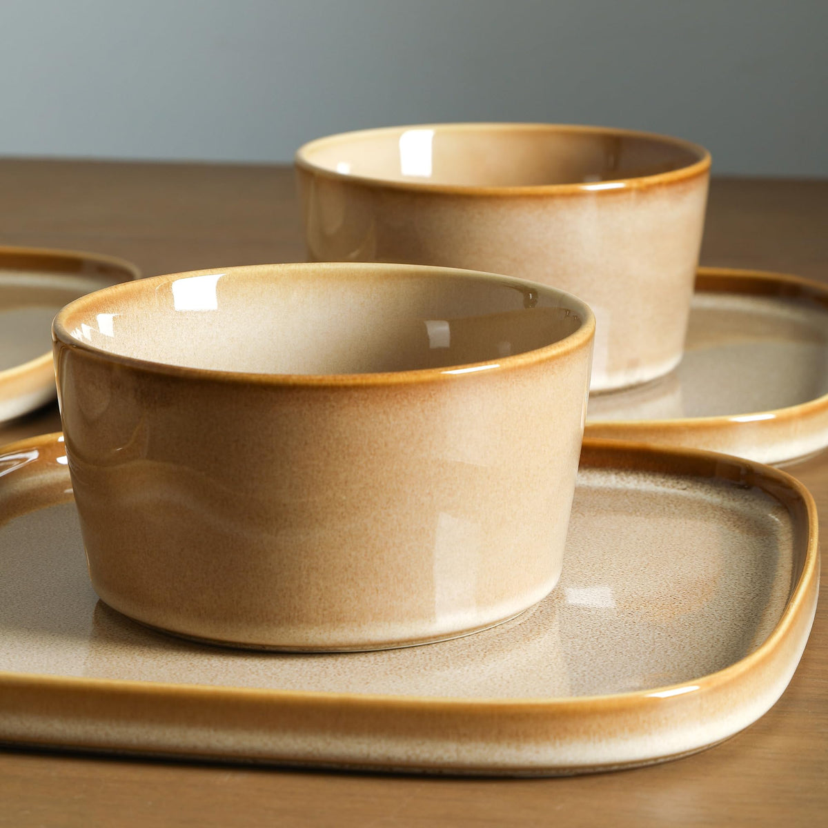 Stone Lain Cairo 12-Piece Dinnerware Stoneware, Plates and Bowls, Microwave and Dishwasher Safe, Includes Dinner and Salad Plates, Cereal Bowls, Dish Set for 4, Grey