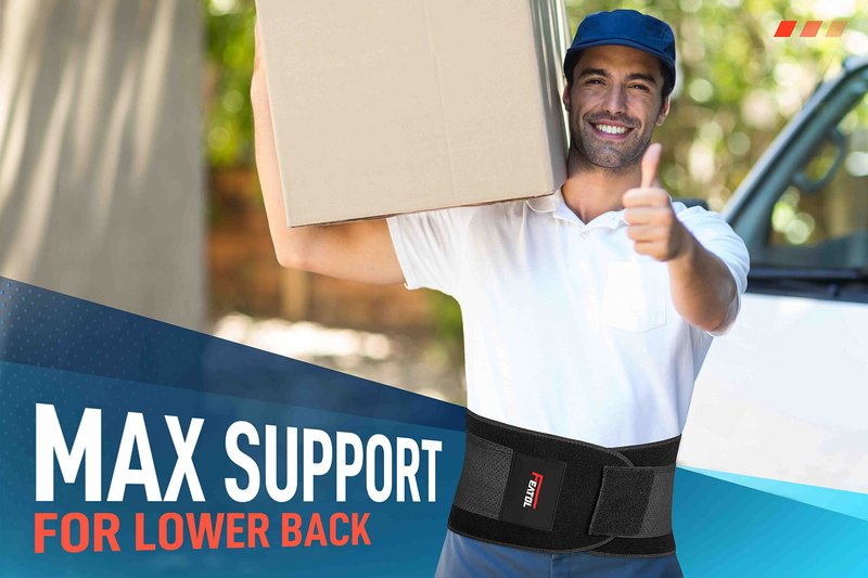 FEATOL 4XL Lumbar Support Belt for Men Heavy Lifting Work, Back Brace for Lower Back Pain, Breathable Support Belt with Lumbar Pad for Scoliosis, Herniated Disc, Sciatica (Fit Size:63''-68.9'')