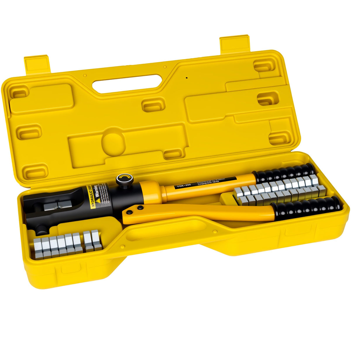 HYCLAT 16 Tons Hydraulic Wire Crimping Tool Battery Cable Lug Terminal Crimper With 13 Pairs of Dies, 9AWG to 600MCM Crimping Tool