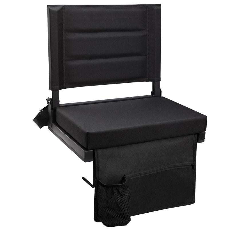 Maeytau Stadium Seats for Bleachers with Back Support, Portable Bleacher Seats with Thick Padded Cushion and Shoulder Strap, Wide Stadium Seat Chair Includes Hooks, Cup Holder and Side Pocket, 2-P