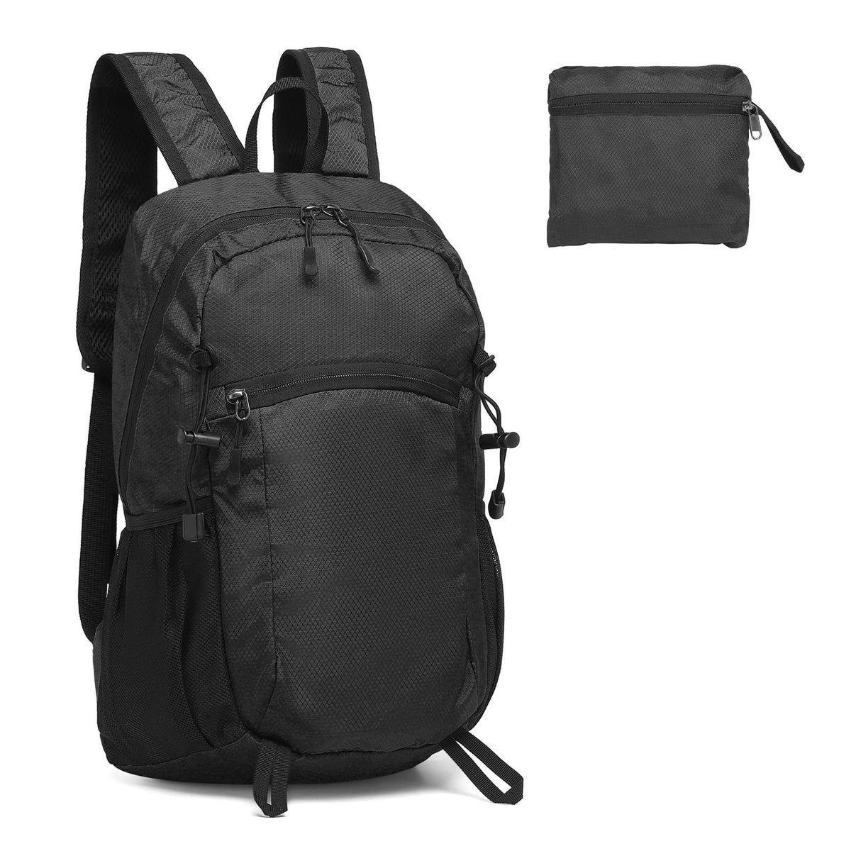 SUIKIHUM 20L Small Hiking Daypack for Women Men, Foldable Packable Backpack, Lightweight Water-Repellent Travel Daypack for Camping Outdoor, Black