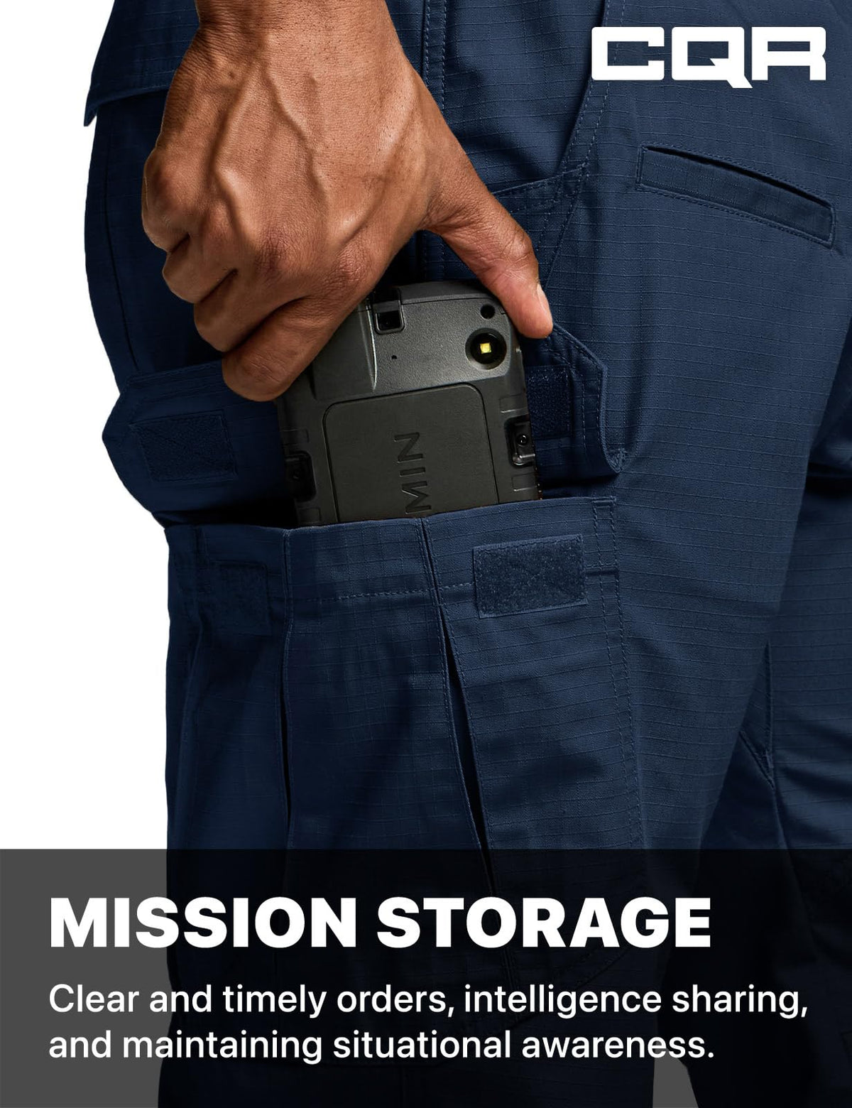 CQR Men's Tactical Pants, Water Resistant Ripstop Cargo Pants, Lightweight EDC Work Hiking Pants, Outdoor Apparel, Raider Midnight Blue, 32W x 30L