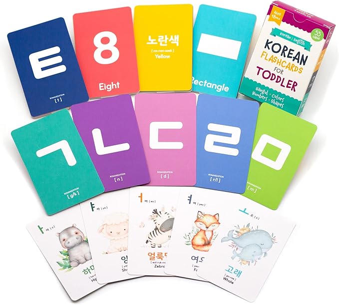 Toddler Korean Flashcards – 55 Fun & Educational Cards for Preschoolers & Beginners