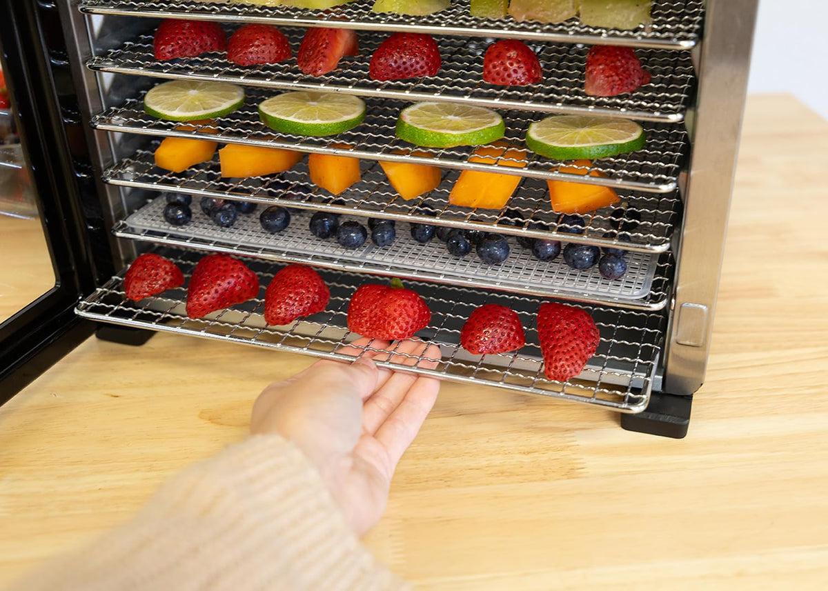 NESCO 8-Tray Stainless Steel Food Dehydrator – Digital Timer, Temp Control, Inner Light, Drip Tray – Jerky, Fruit, Herbs, Dog Treats, 650W, BPA-Free
