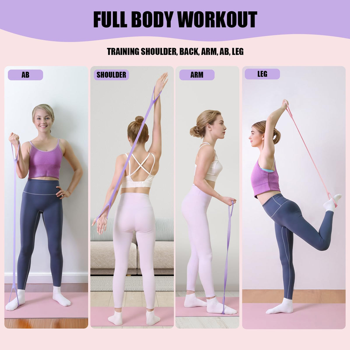 TREKONPEAK Figure 8 Resistance Bands Set,Silicone Stretch Bands for Women