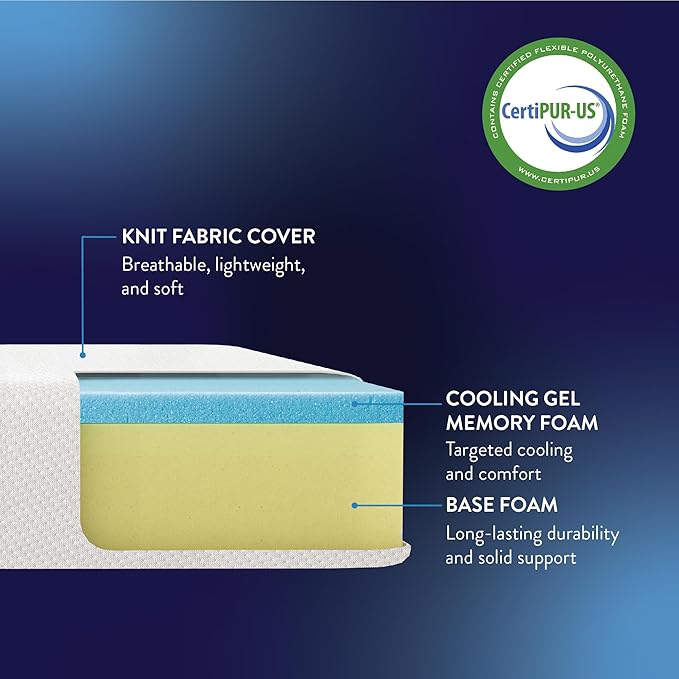 Best Price Mattress 8 Inch Memory Foam Mattress, Cooling Gel Infused, Certified Safe Foams & Fabric, Mattress in a Box, Twin
