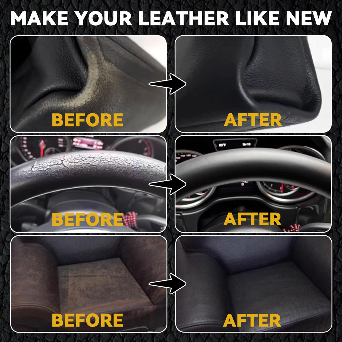 Black Leather Repair Kit for Furniture, Leather Seat Repair Kit for Cars, Easily Restore Car Interior, Sofa, Purse and Jacket, Restore Any Material with Super Easy Instructions