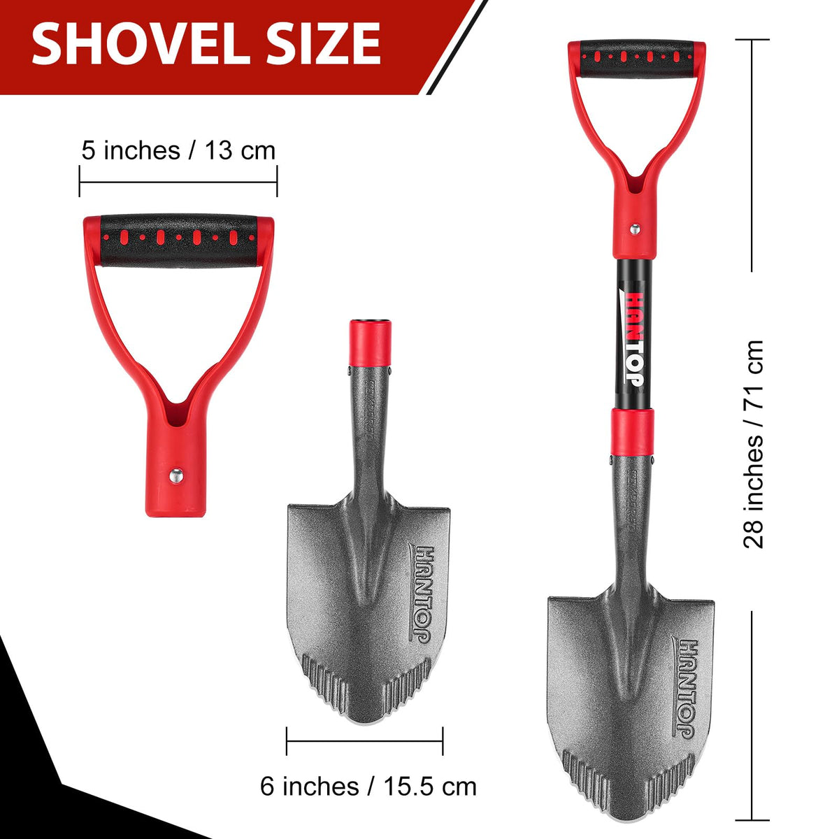 HANTOP Small Round Garden Shovel 28 inches for Digging and Gardening