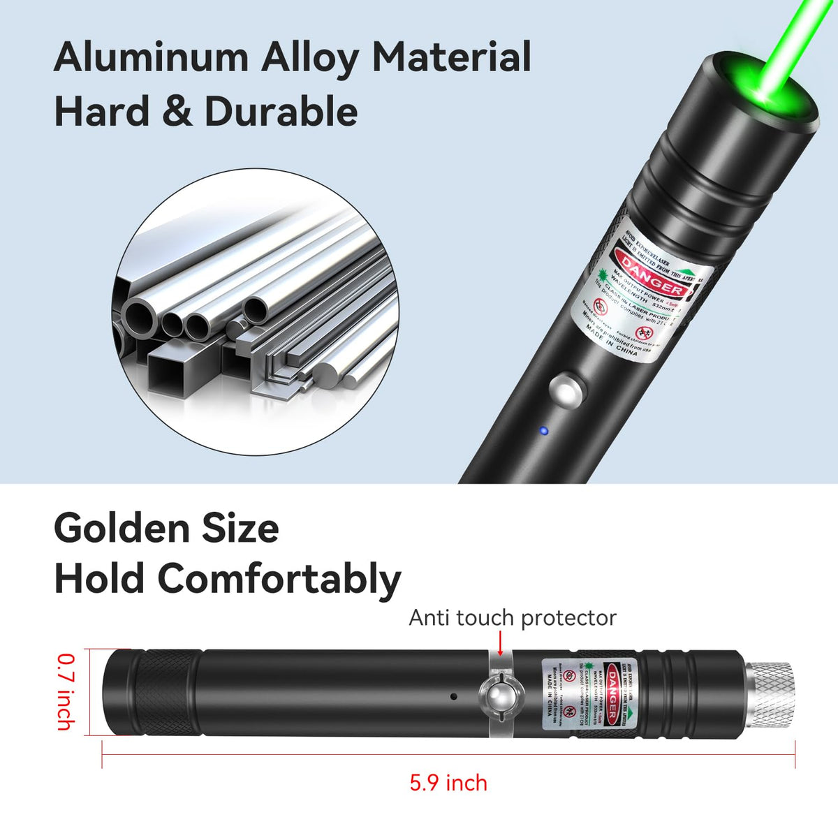 MIPREZT [Professional] Rechargeable Green Laser Pointer High Power Green Beam Laser Light Long Distance Range for TV/LED/LCD Screens Tactical Flashlights Presentation Office/Outdoors/Astronomic [001]
