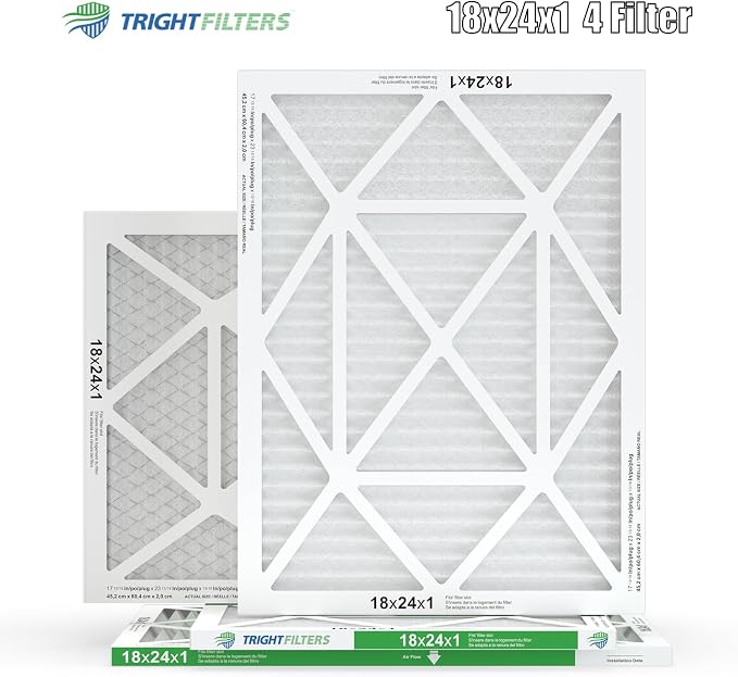 18x24x1 Air Filter 4 Pack, MERV 8 Pleated Dust Defense Air Filters Replacement