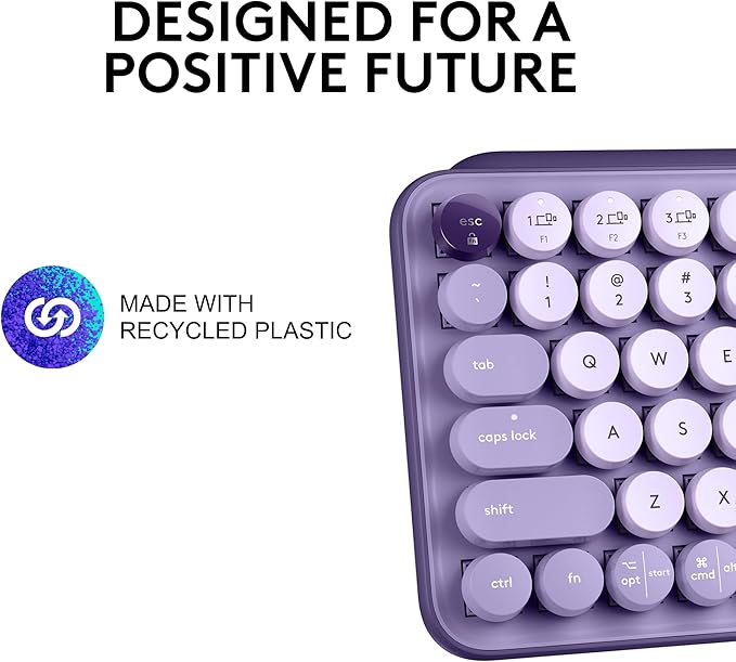 Logitech POP Keys Mechanical Wireless Keyboard with Customizable Emoji Keys, Durable Compact Design, Bluetooth or USB Connectivity, Multi-Device, OS Compatible - Cosmos
