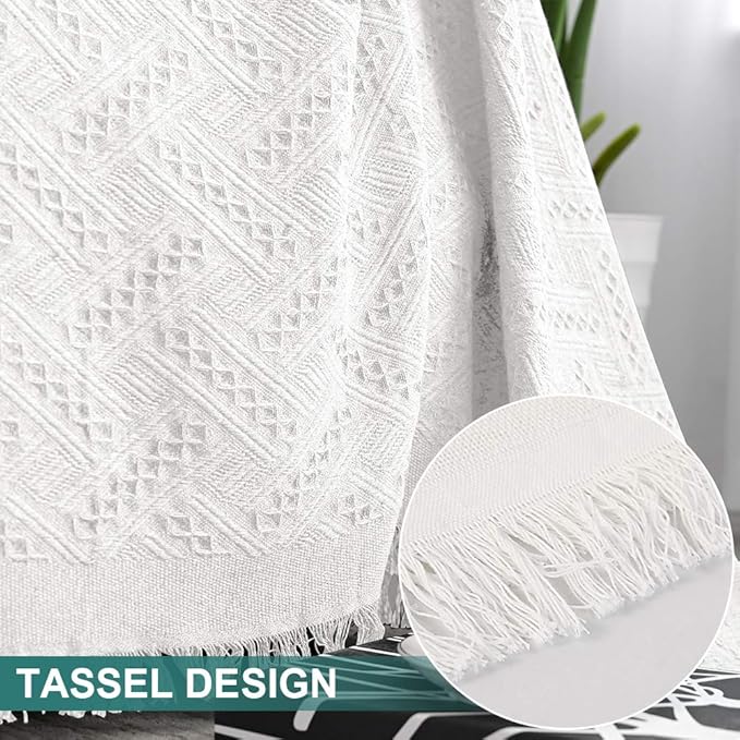 MYSKY HOME White Geometrical Sofa Covers, Couch Cover for 2 Cushion Couch, Sectional Couch Cover Living Room Sofa Throws Sofa Slipcovers for Pets, & Kids (X-Large, 71" x 118", White)