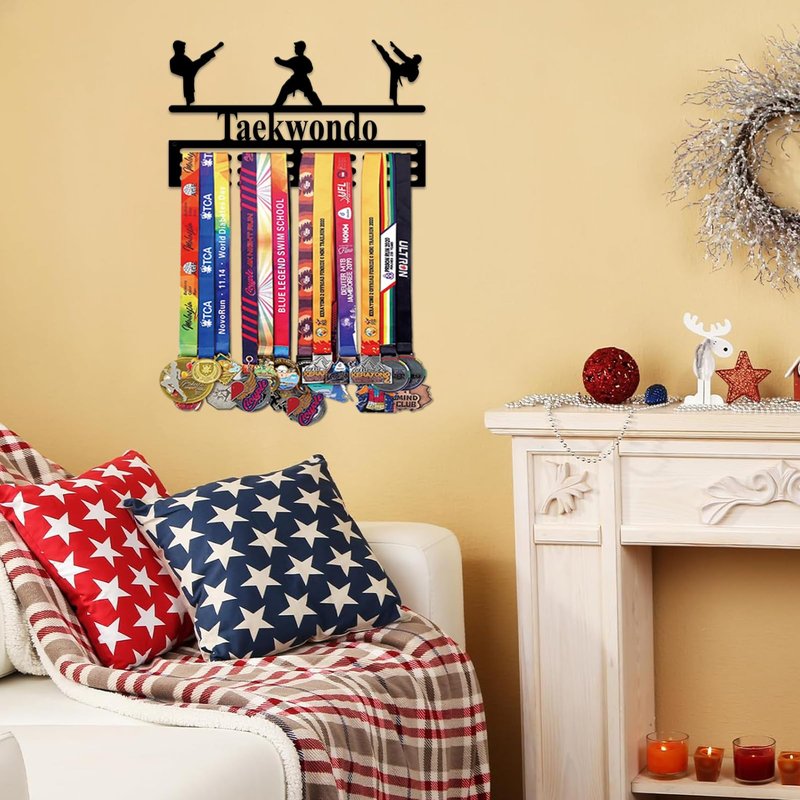 Resama Medal Hanger Holder Display Wall Rack Frame Shelf-Medal Hanger Awards Ribbon Taekwondo,Holder Display Rack for 60 Medals